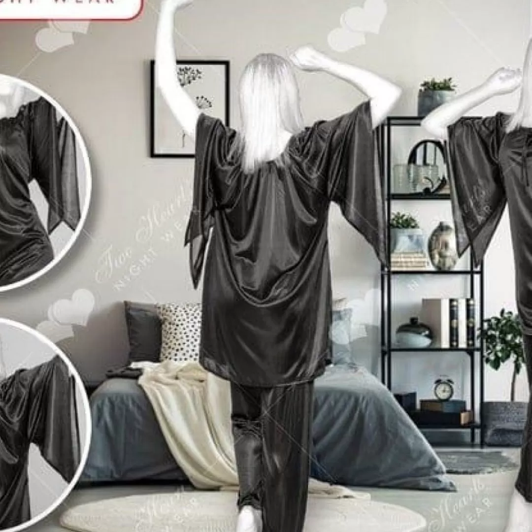 2 Pcs Stylish Silk Sleepwear Pajama Suit