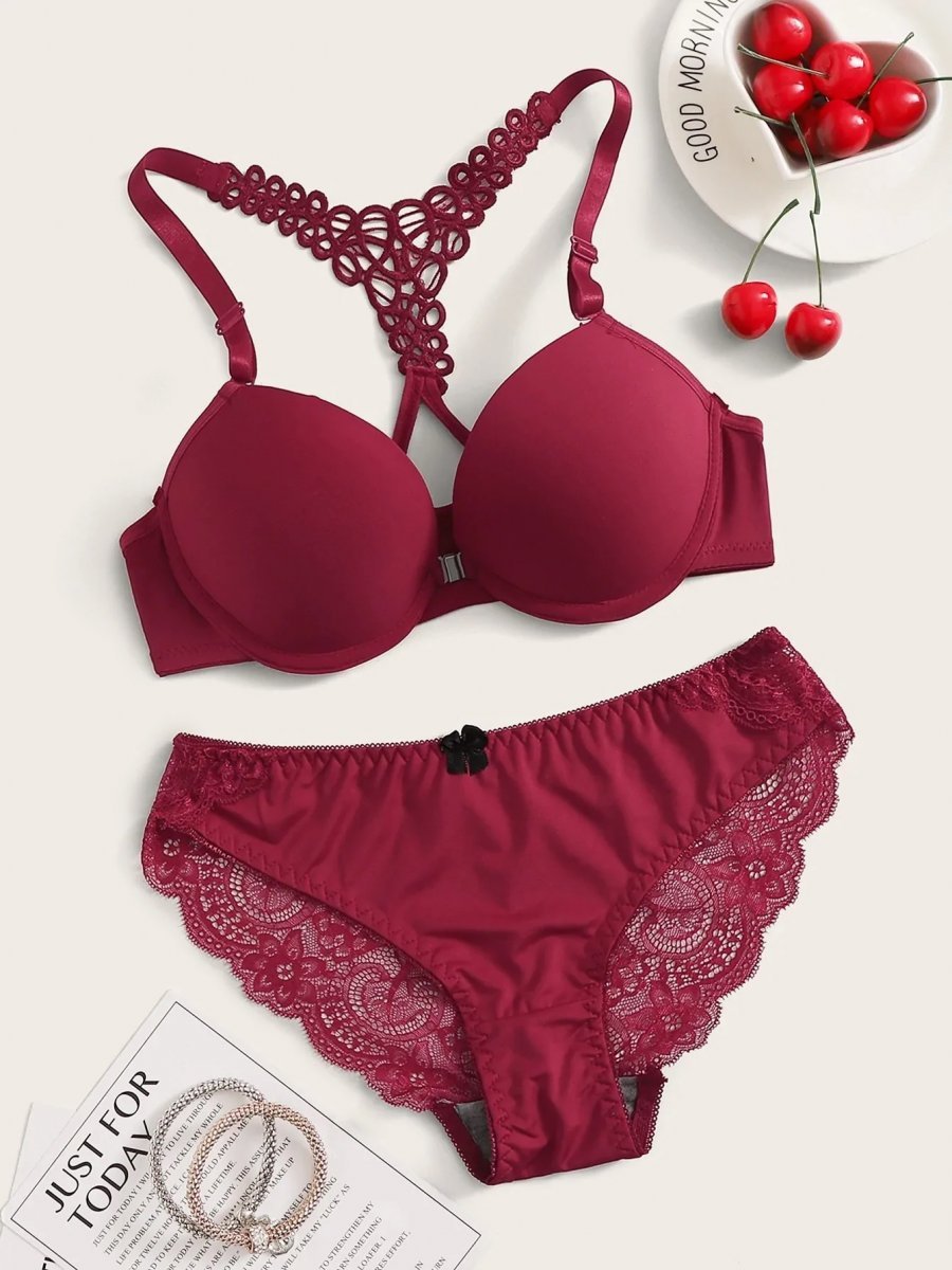 Cheery flower bra panty set