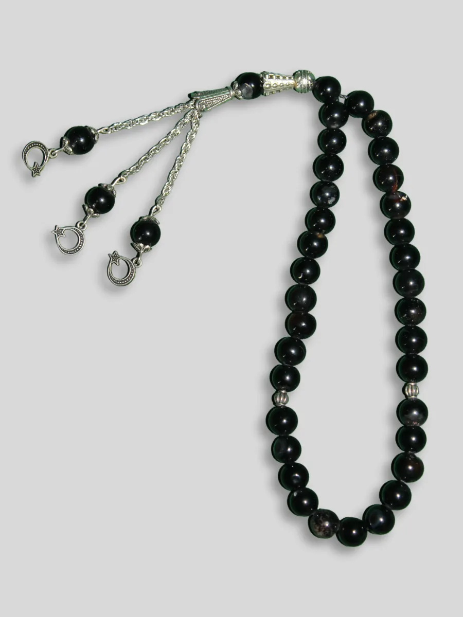 Black Sulemani Aqeeq Stone Tasbeeh 33 Beads 35 Grams