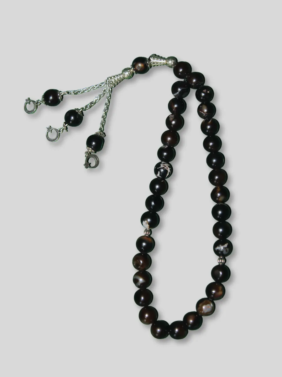 60 Grams Brwon Black Aqeeq Stone Tasbeeh Counter 33 Beads