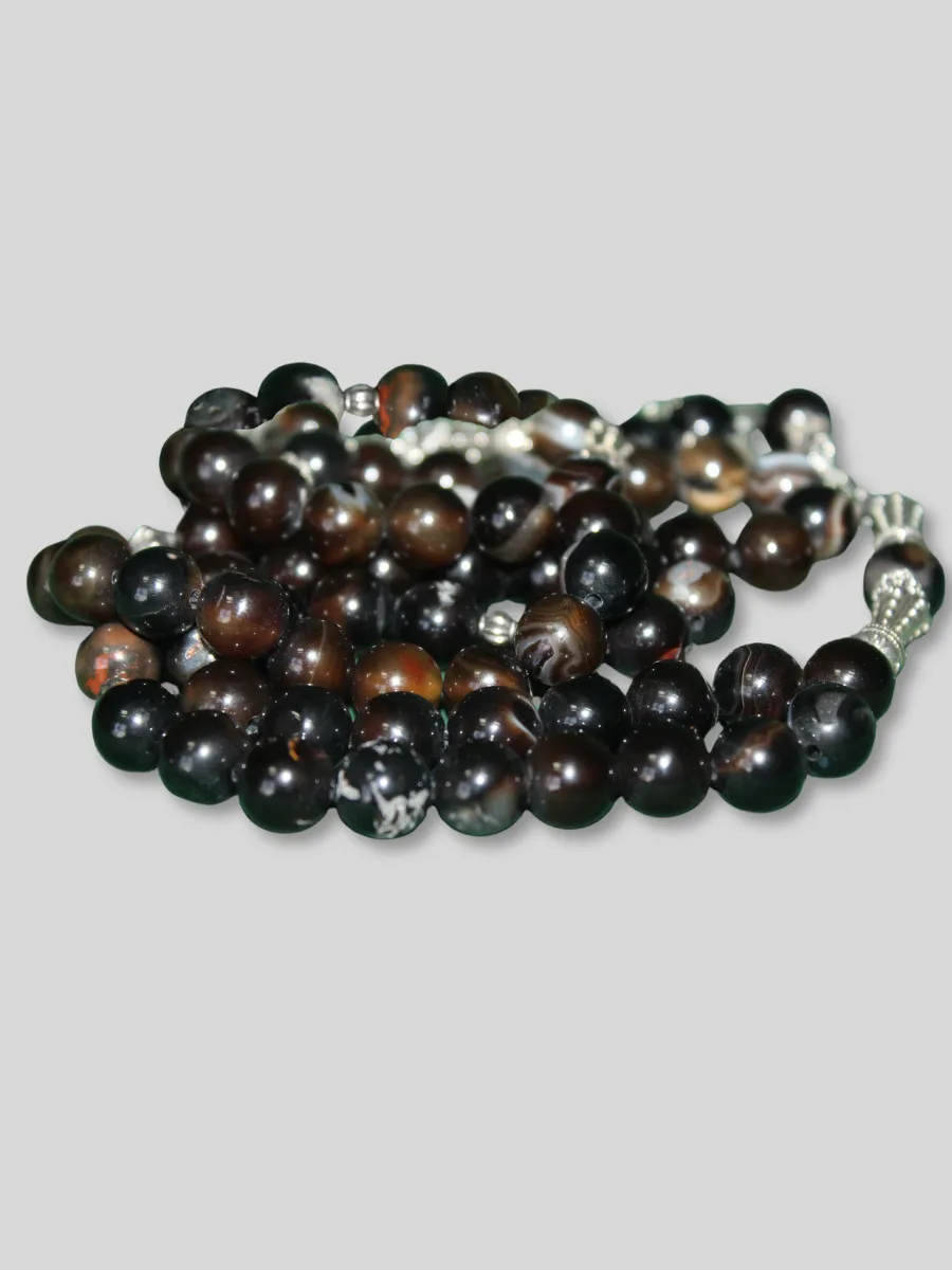 Black Aqeeq Stone Tasbeeh Counter 60 Grams 33 Beads