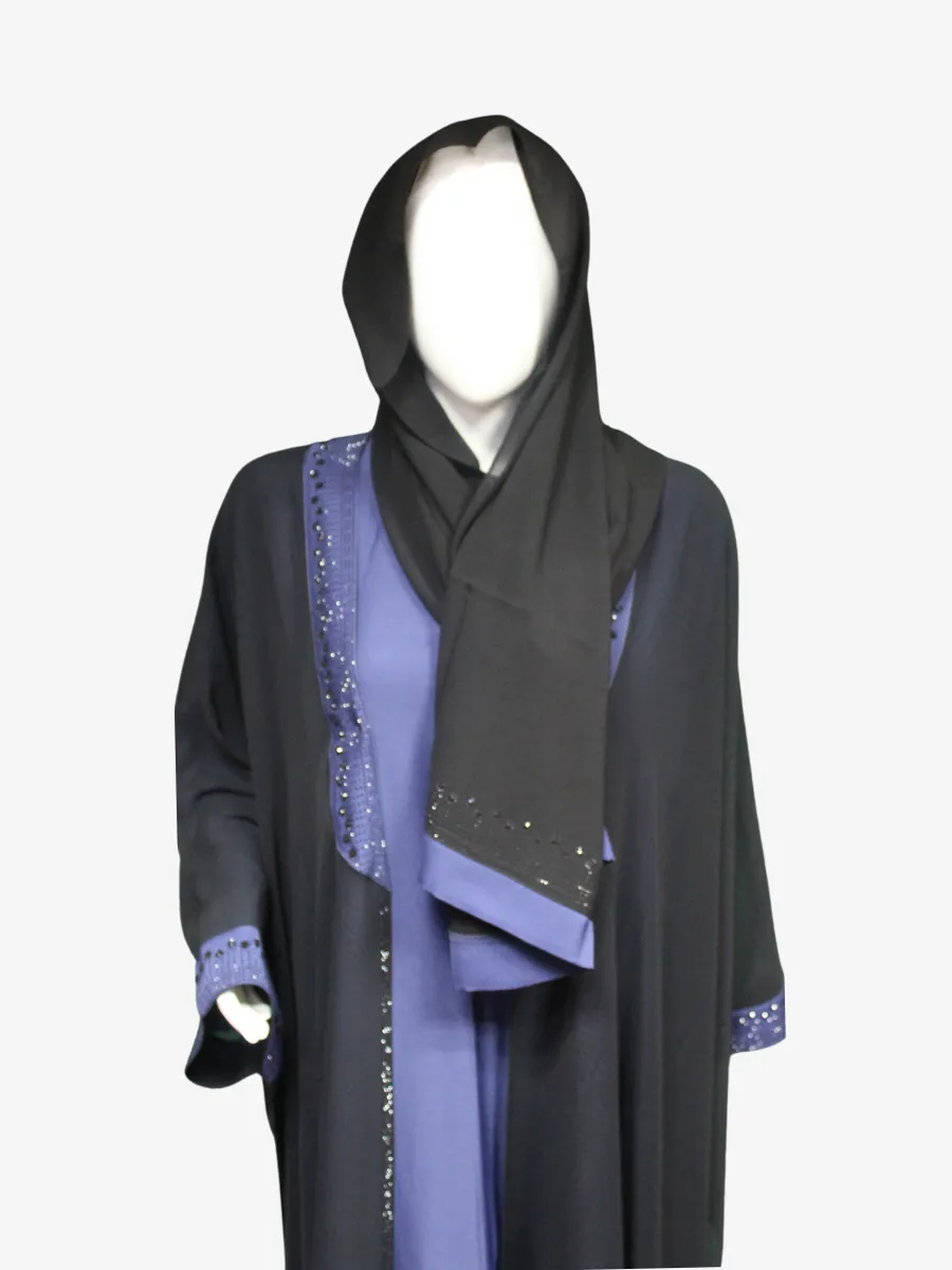 Blue & Black Butterfly Abaya