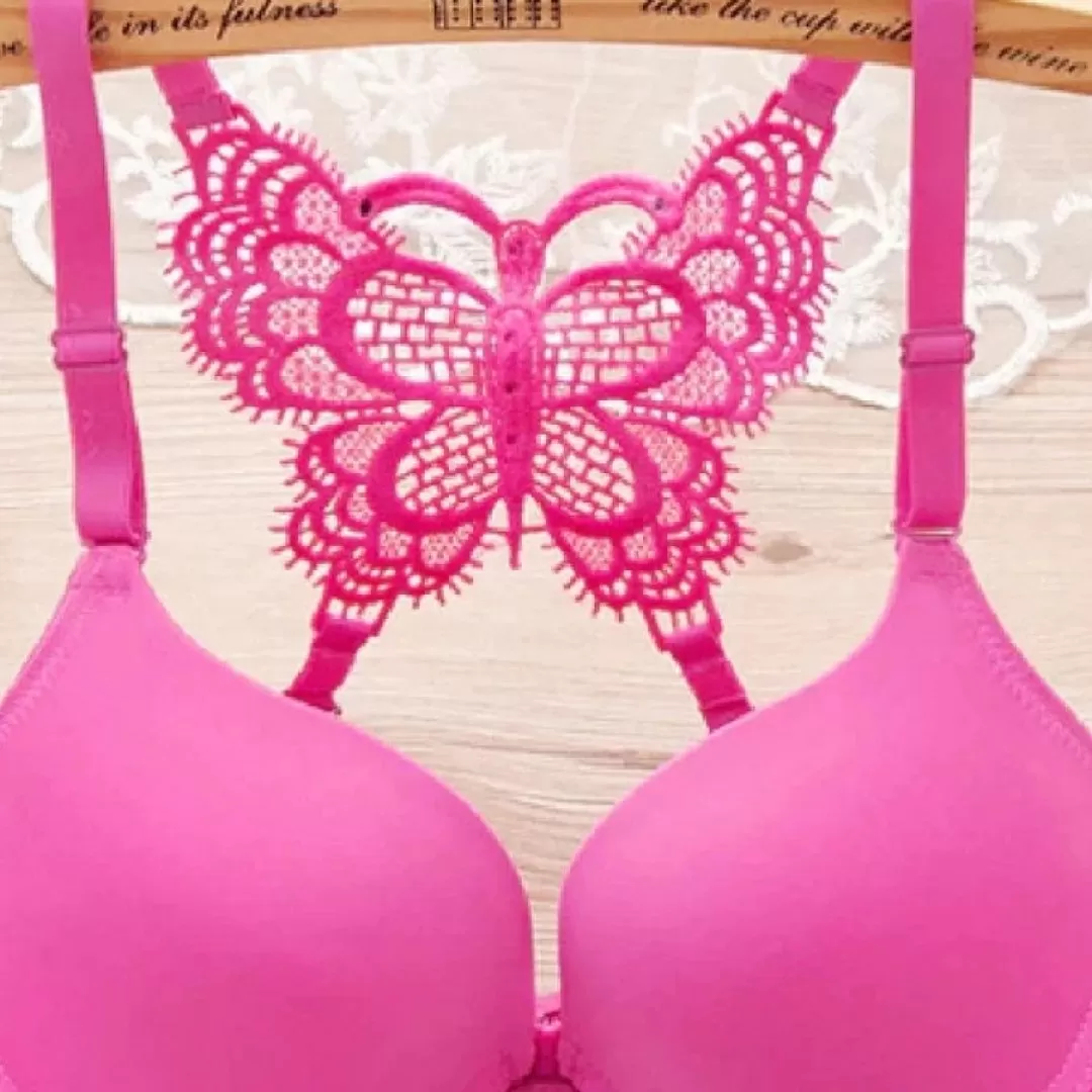 Elegant front closure butterfly back beauty smooth padded bra