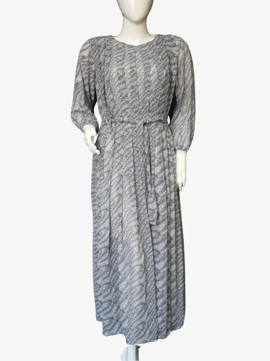 Grey Leheriya Chiffon Maxi Dress