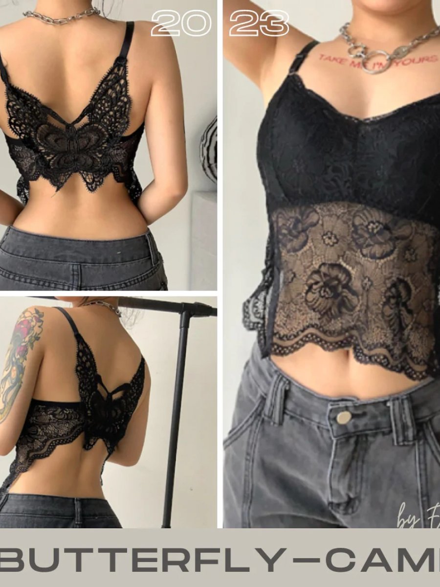 Sexy butterfly lace camisole