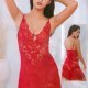 Womens sexy v-neck embroidered nightwear