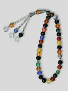 Multi Colour Agate Stone Tasbih Counter 33 Beads 32 Grams