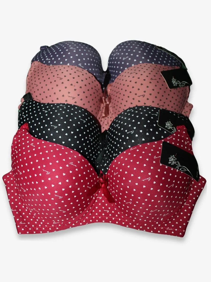 Underwire dotted padded half cup bra