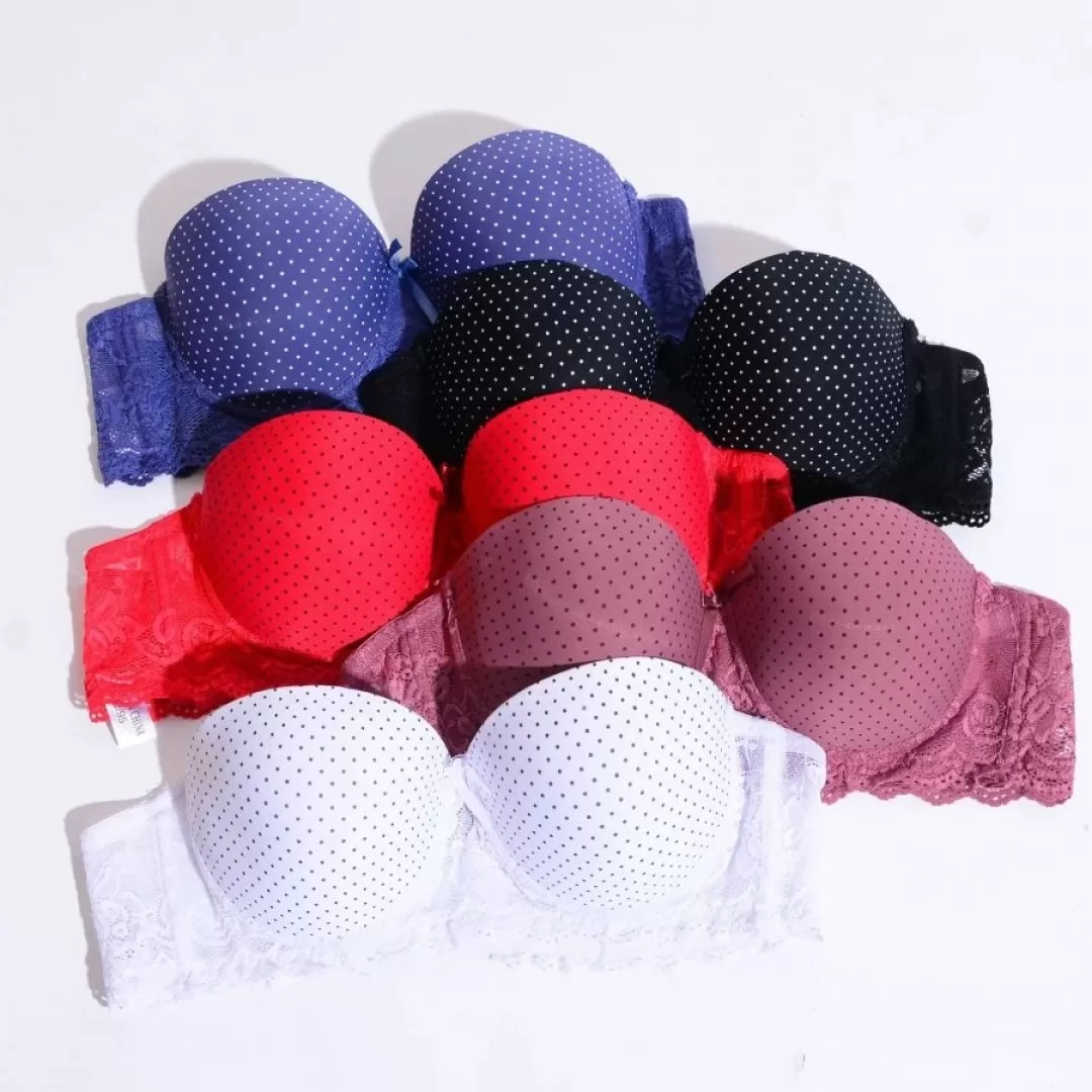 Underwire dotted padded half cup bra