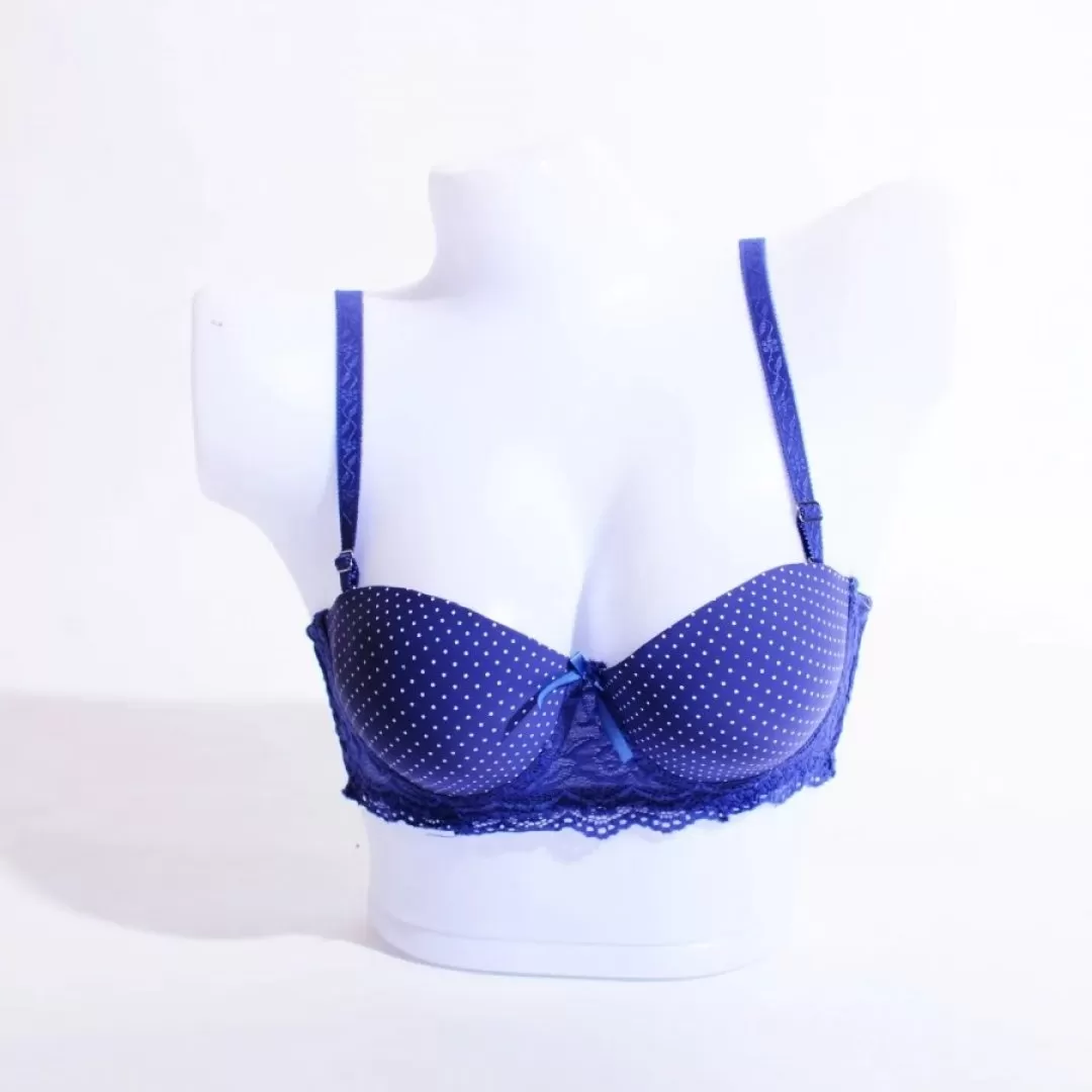 Underwire dotted padded half cup bra