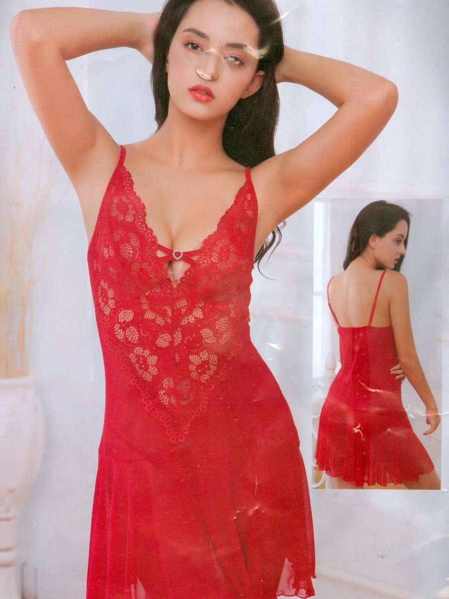 Womens sexy v-neck embroidered nightwear