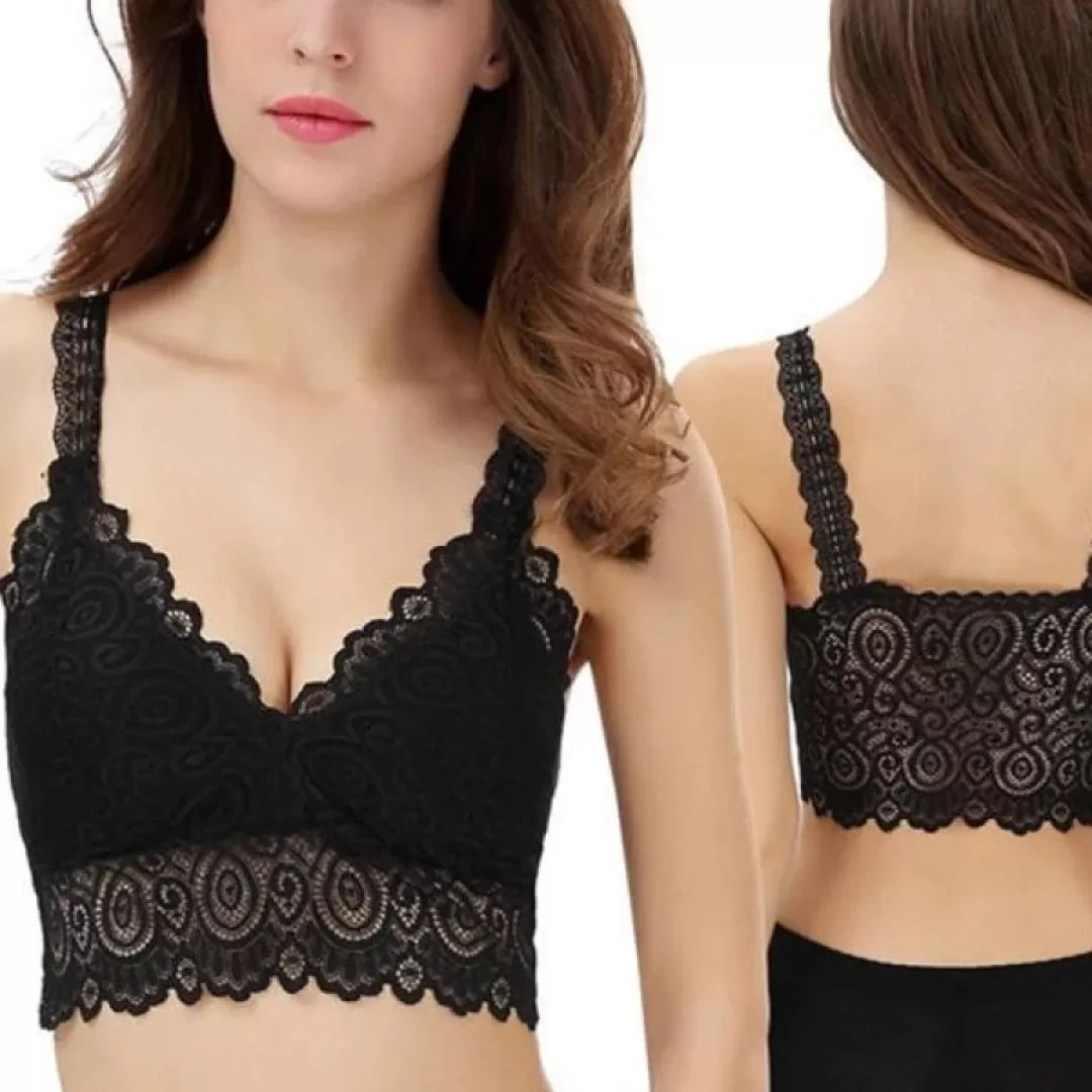 Women Elegant lace cami crochet padded top