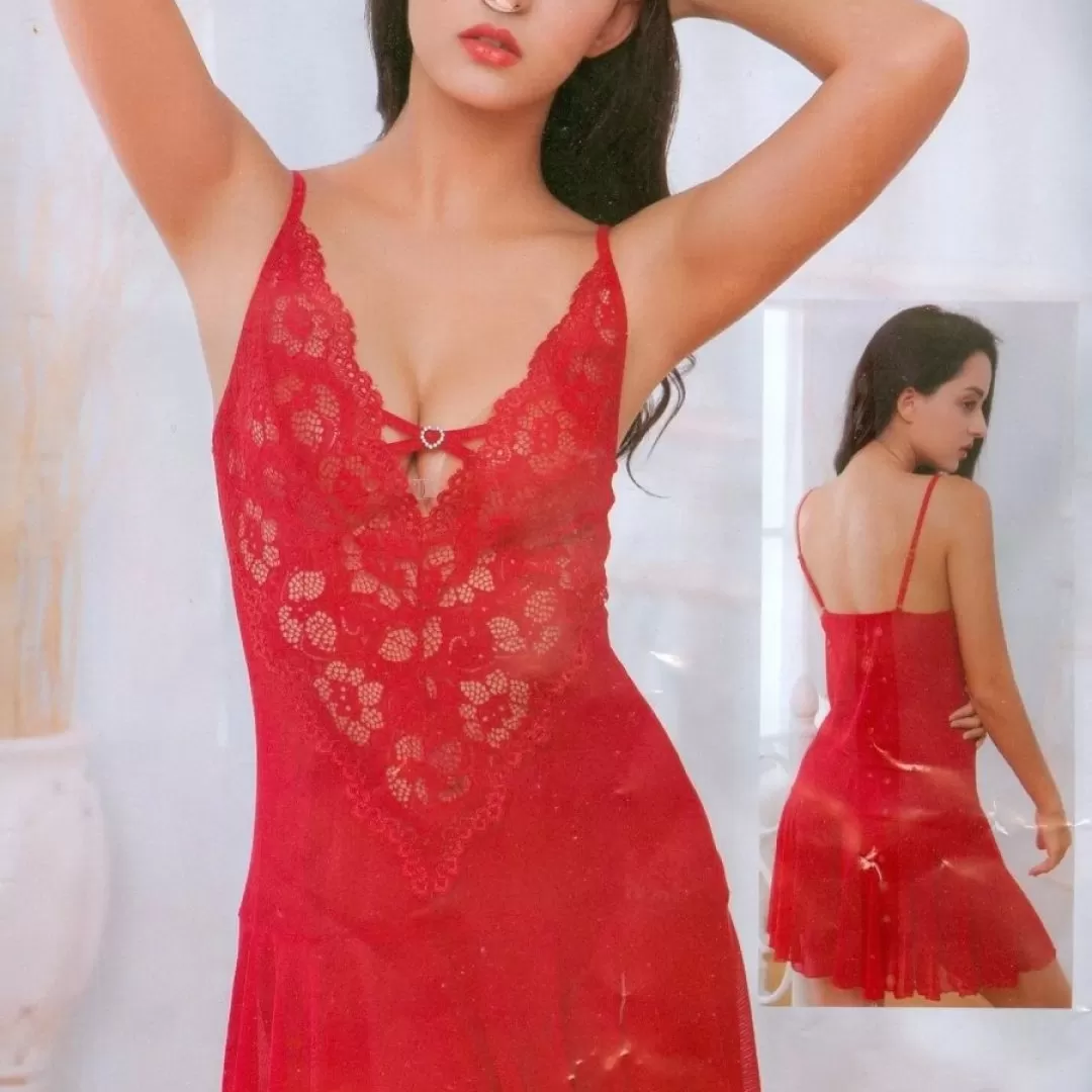 Womens sexy v-neck embroidered nightwear